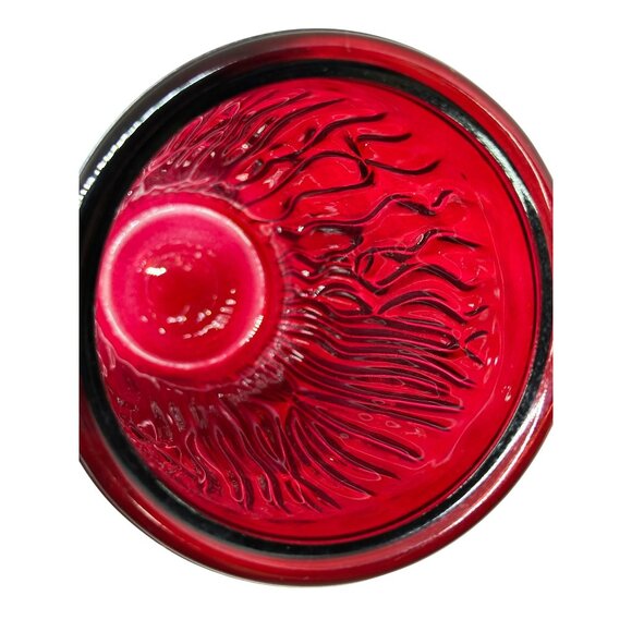 VTG Ruby Red Art Patterned Glass Vase 9.5" Bark Textured MCM Home Accent Decor - Picture 5 of 7